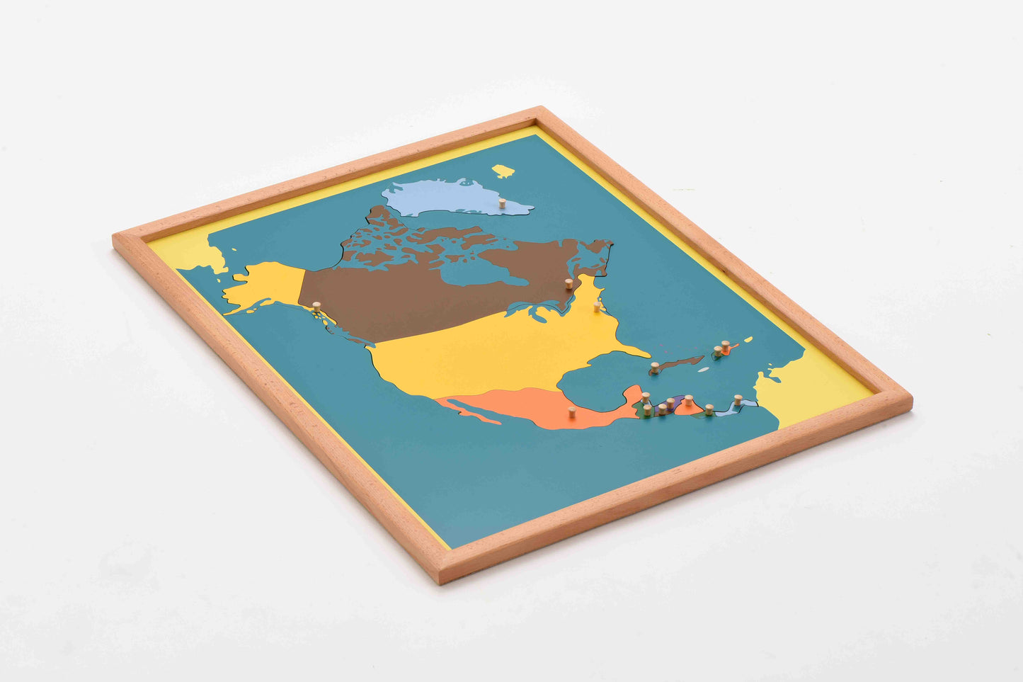 Puzzle Map of North America---beech wood frame