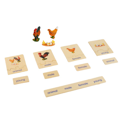 Famille d'animaux - Poulet, texte personnalisé, bilingue, monolingue