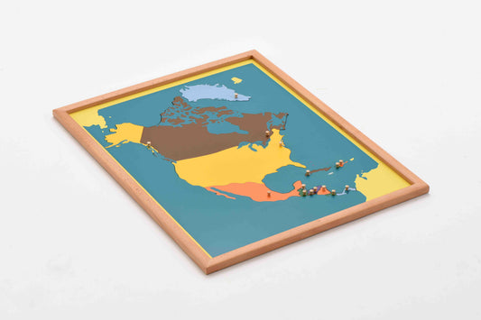 Puzzle Map of North America---beech wood frame