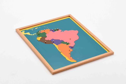 Puzzle Map of South America---beech wood frame