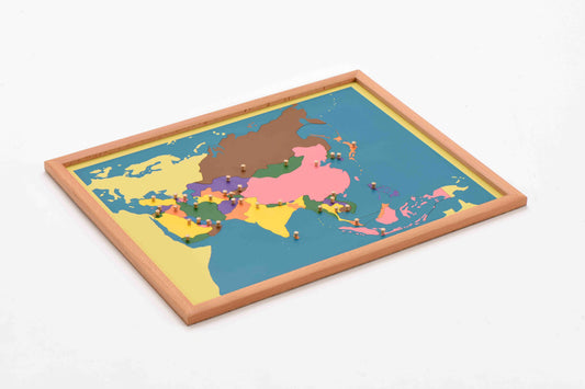 Puzzle Map of Asia---beech wood frame